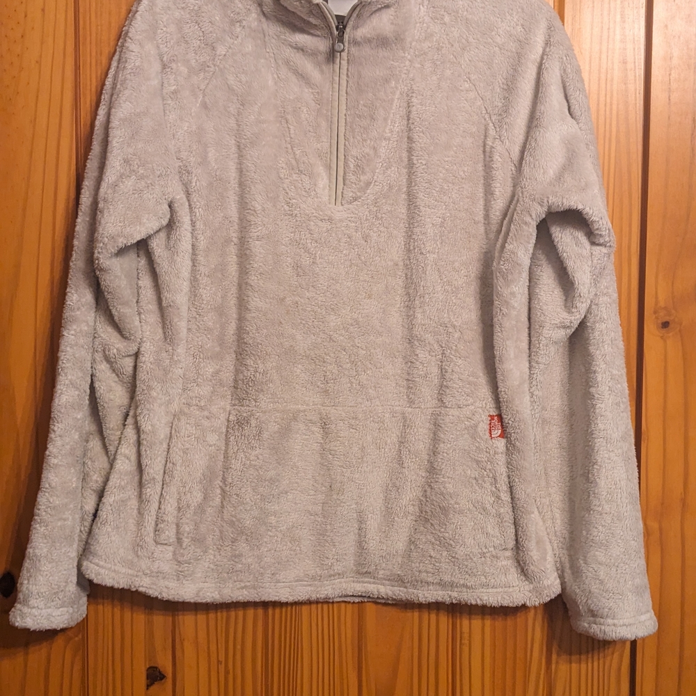 The North Face Women's Light Gray Zip-Up Fleece- Size L